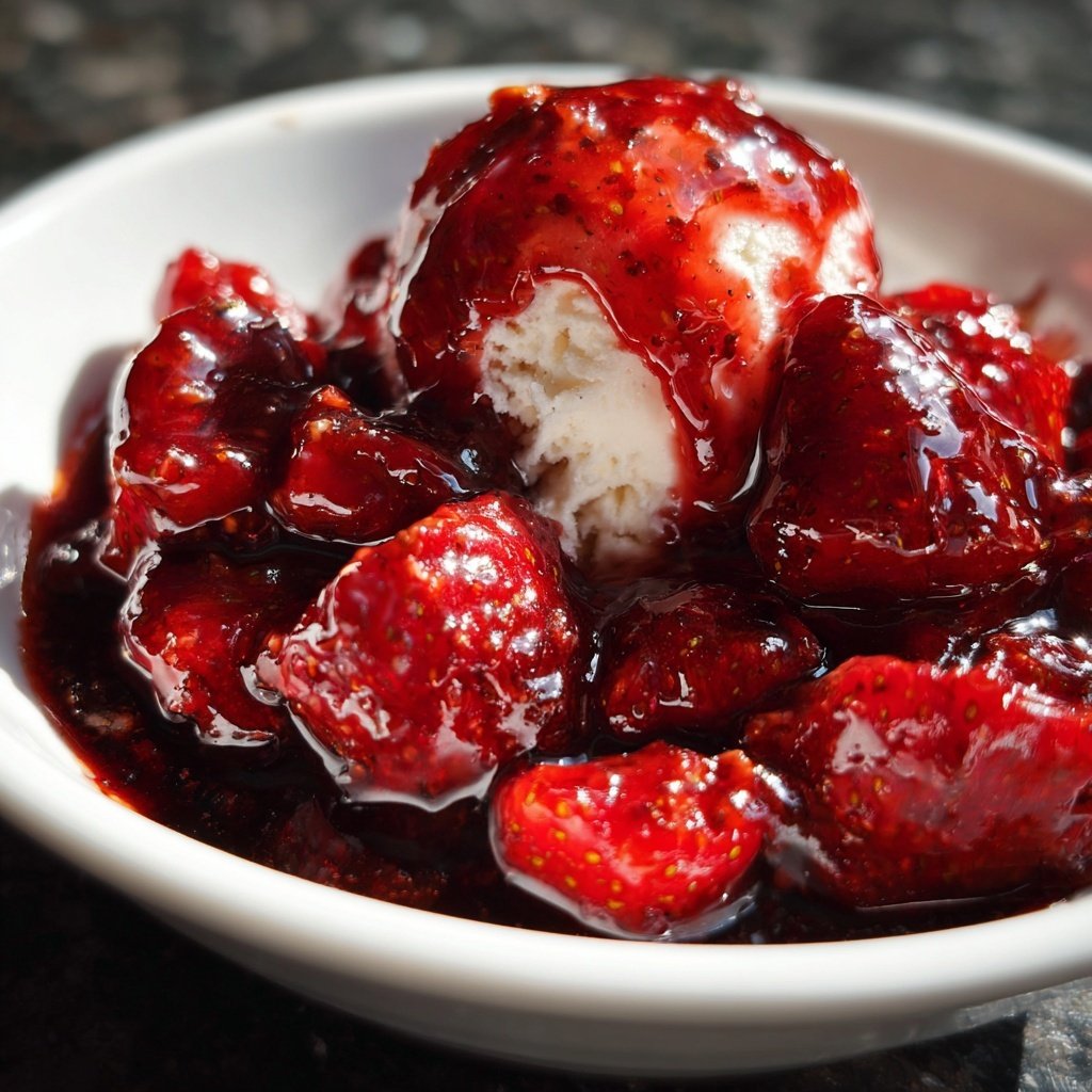 Strawberry Balsamic Glaze for Vanilla Ice Cream​