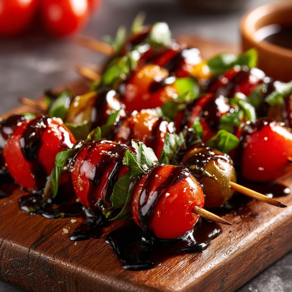 Thick Balsamic Glaze for Caprese Skewers Appetizers