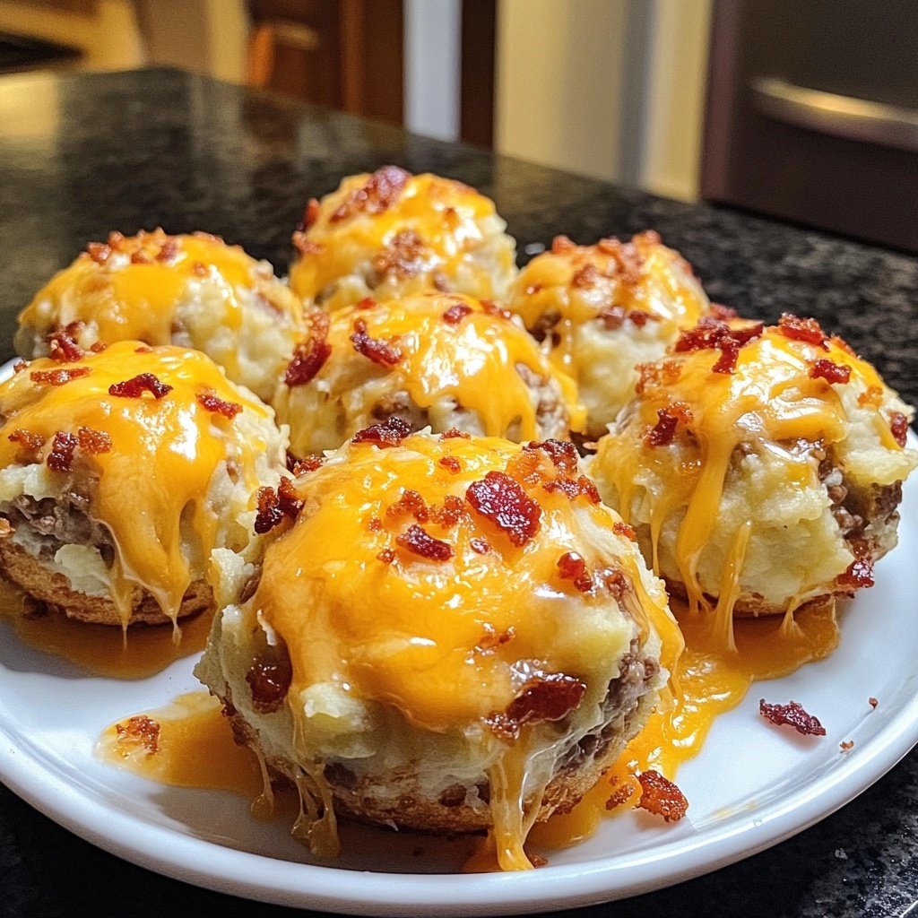 Cheesy Mashed Potato Meatball Puffs