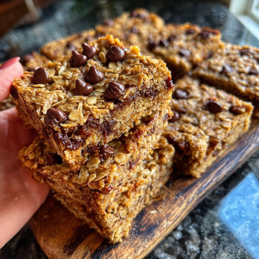 Baked Oatmeal Breakfast Squares with Chocolate Chips​