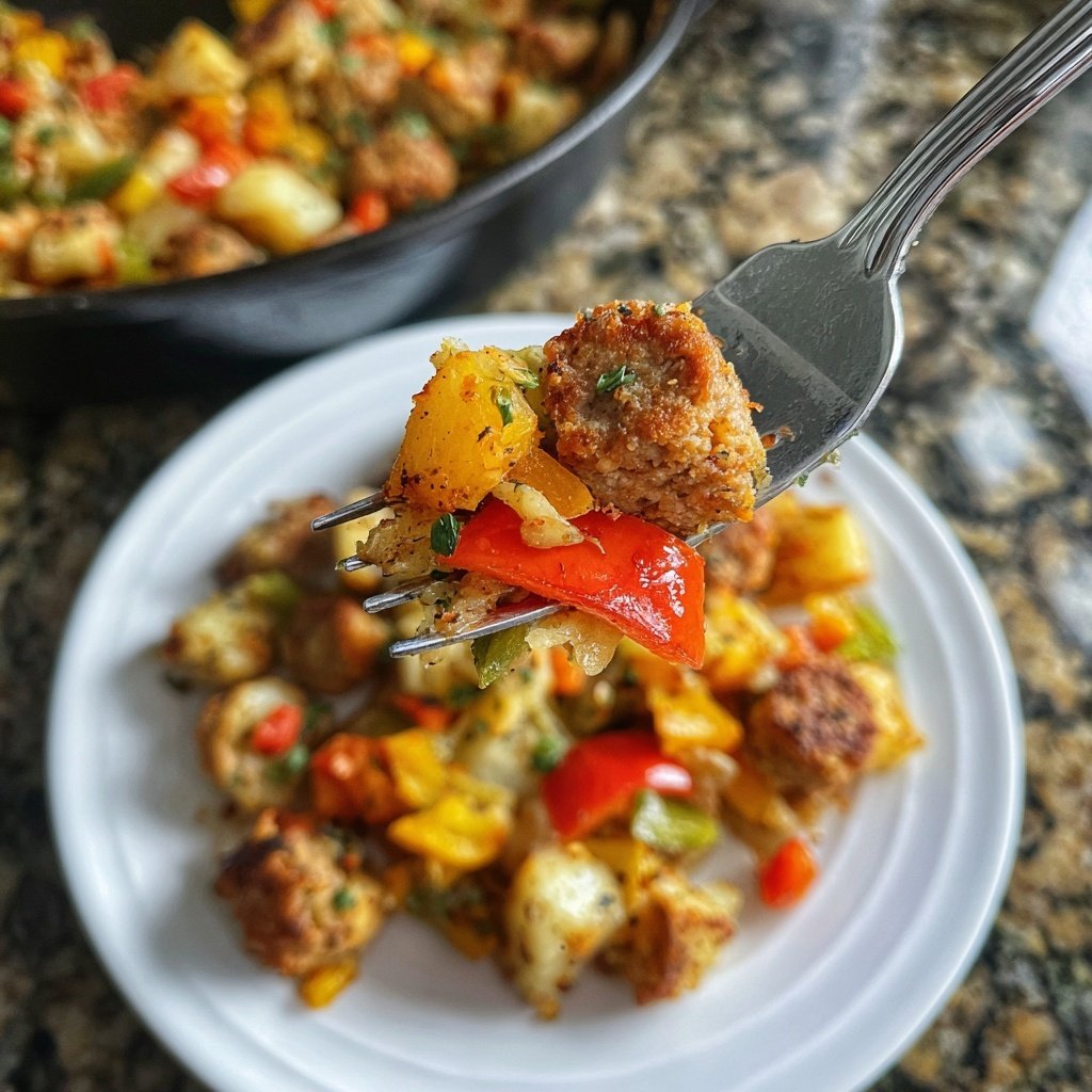 Sheet-Pan Breakfast Hash with Sausage and Veggies​