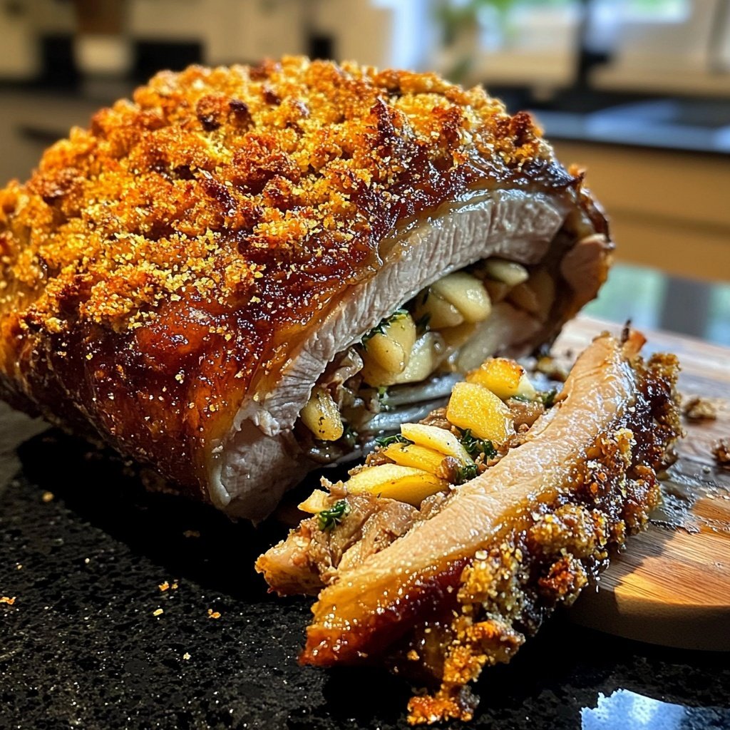 Roasted Christmas Goose with Apple and Herb Stuffing