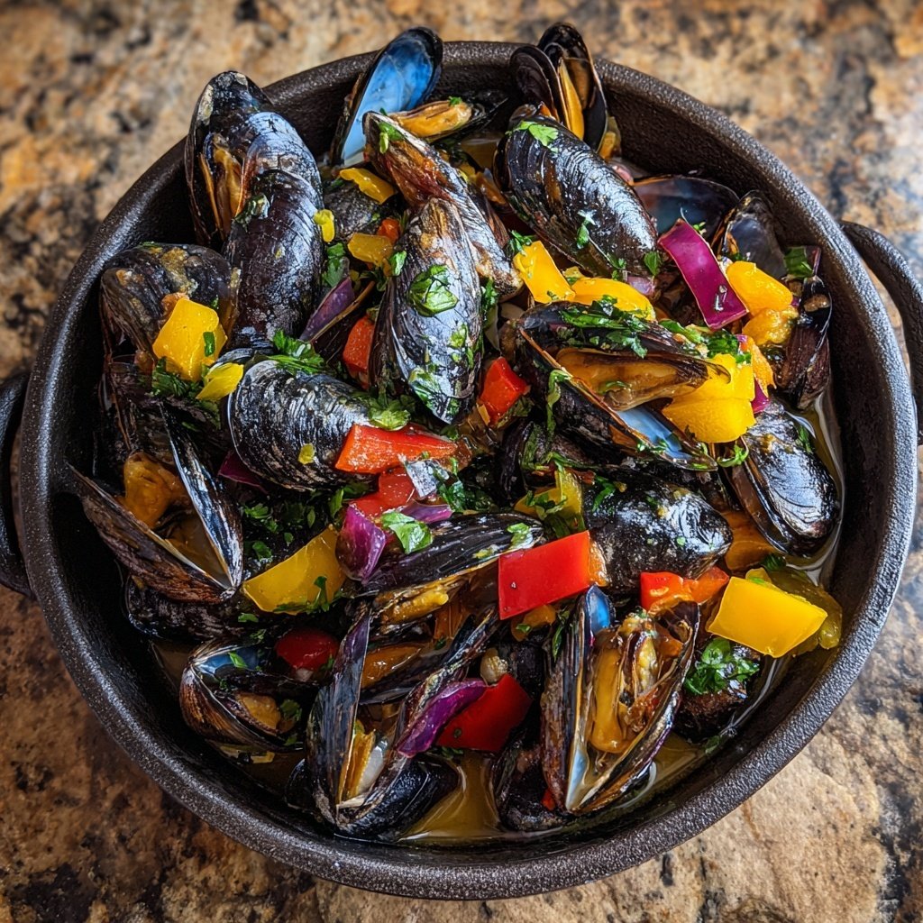 Steamed Mussels with Peppers
